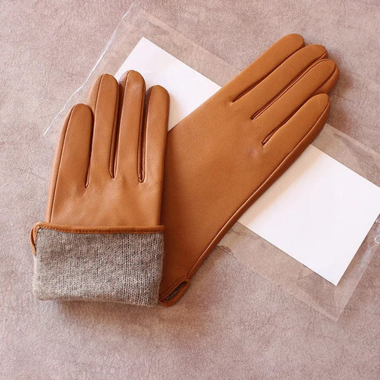 Gants cuir femme laine