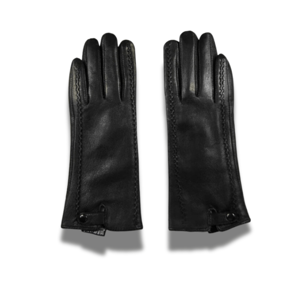 Gants en cuir noir chaud femme