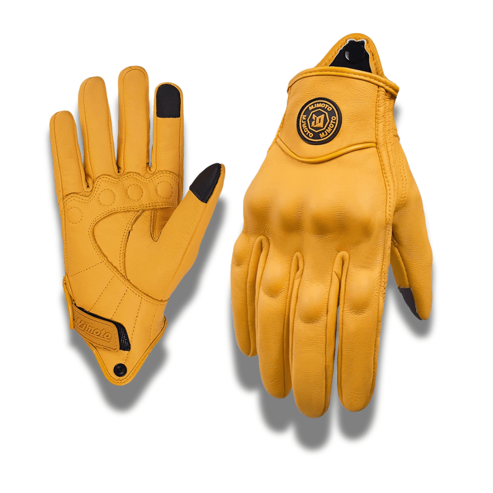 Gants moto cuir jaune