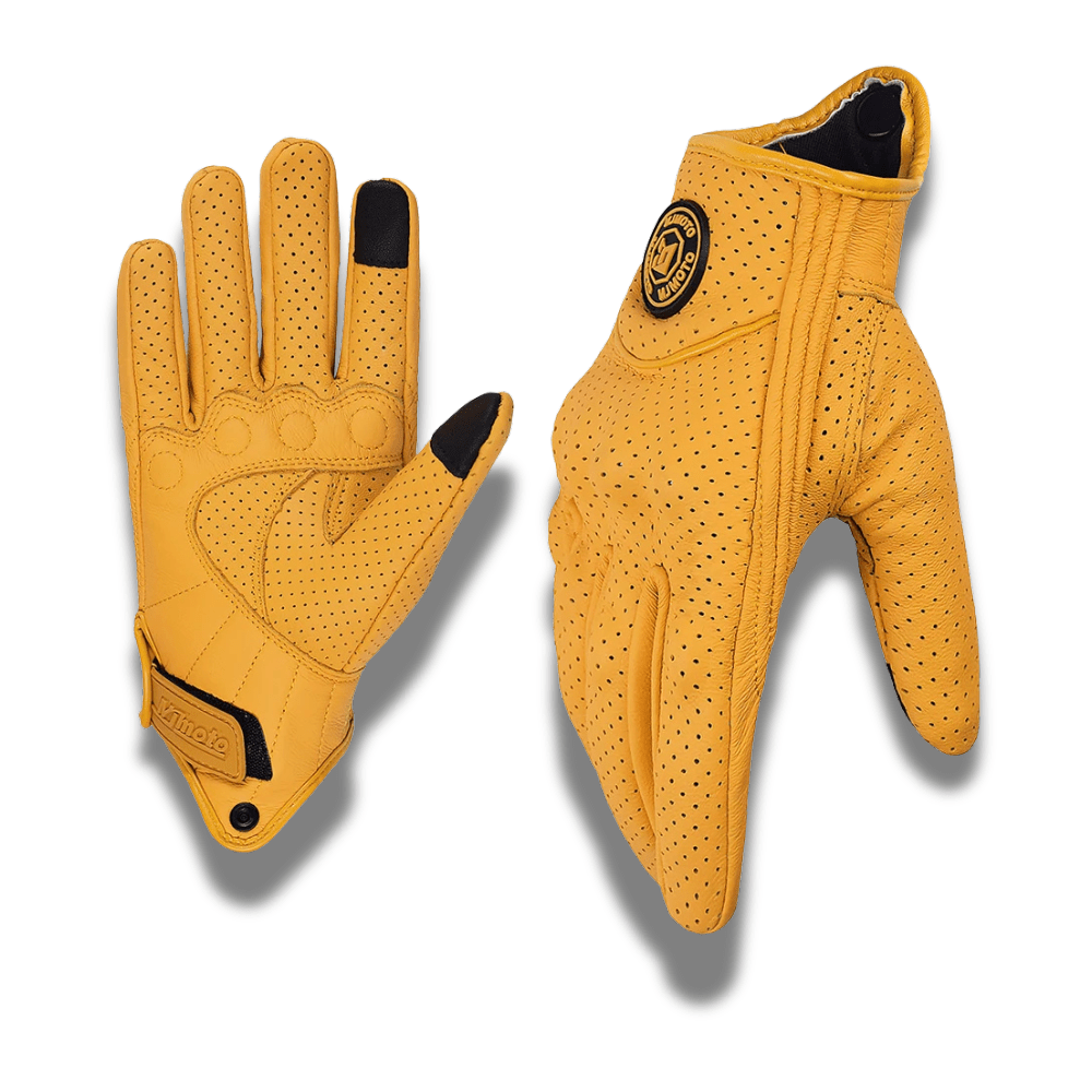 Gants moto cuir jaune