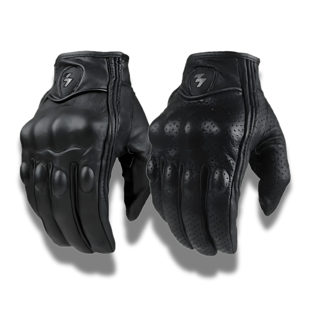 Gants moto cuir noir