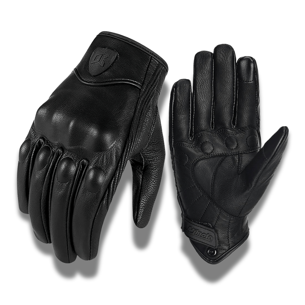 Gants moto cuir tactiles noir